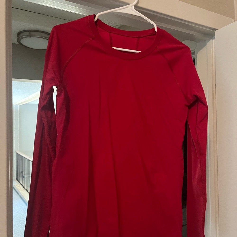 Athleta Red Long Sleeve Tee
